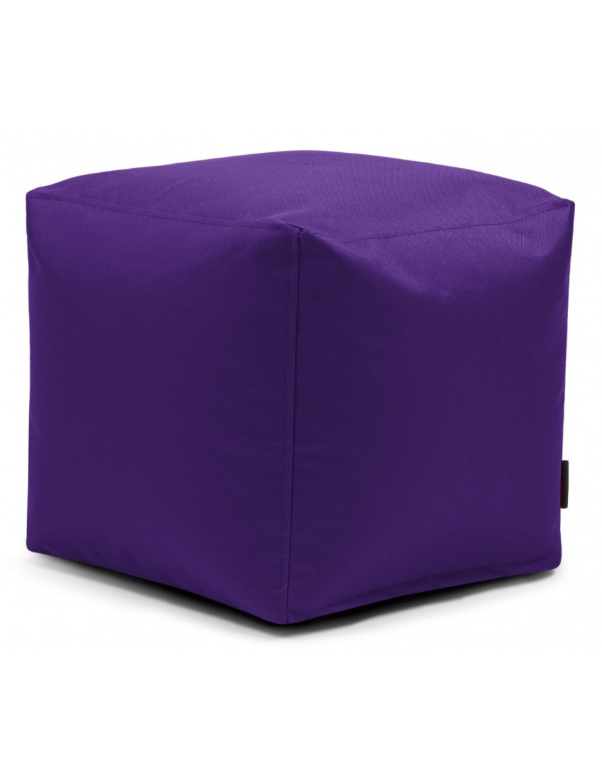 Pouf cube en tissu violet
