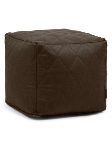 Pouf cube tissu matelassé chocolat