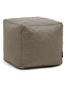 Pouf cube tissu matelassé gris clair