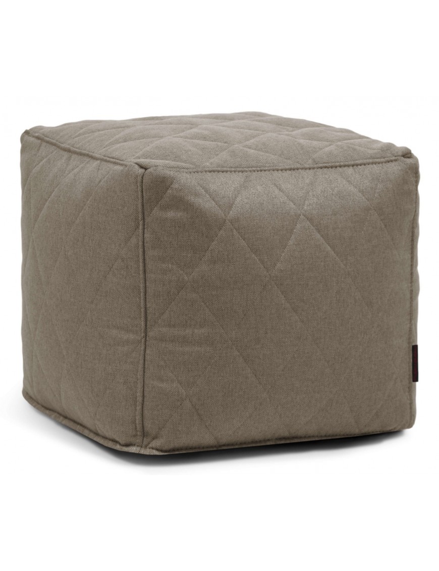 Pouf cube tissu matelassé gris clair