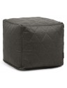 Pouf cube tissu matelassé gris foncé