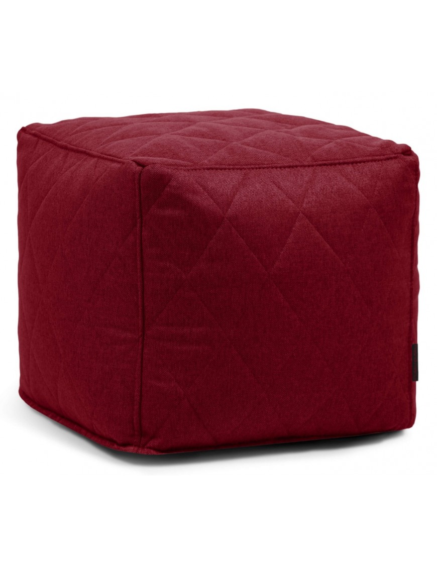 Pouf cube tissu matelassé rouge
