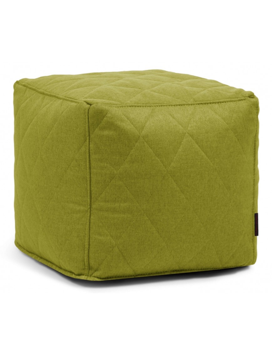 Pouf cube tissu matelassé vert pomme