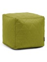 Pouf cube tissu matelassé vert pomme