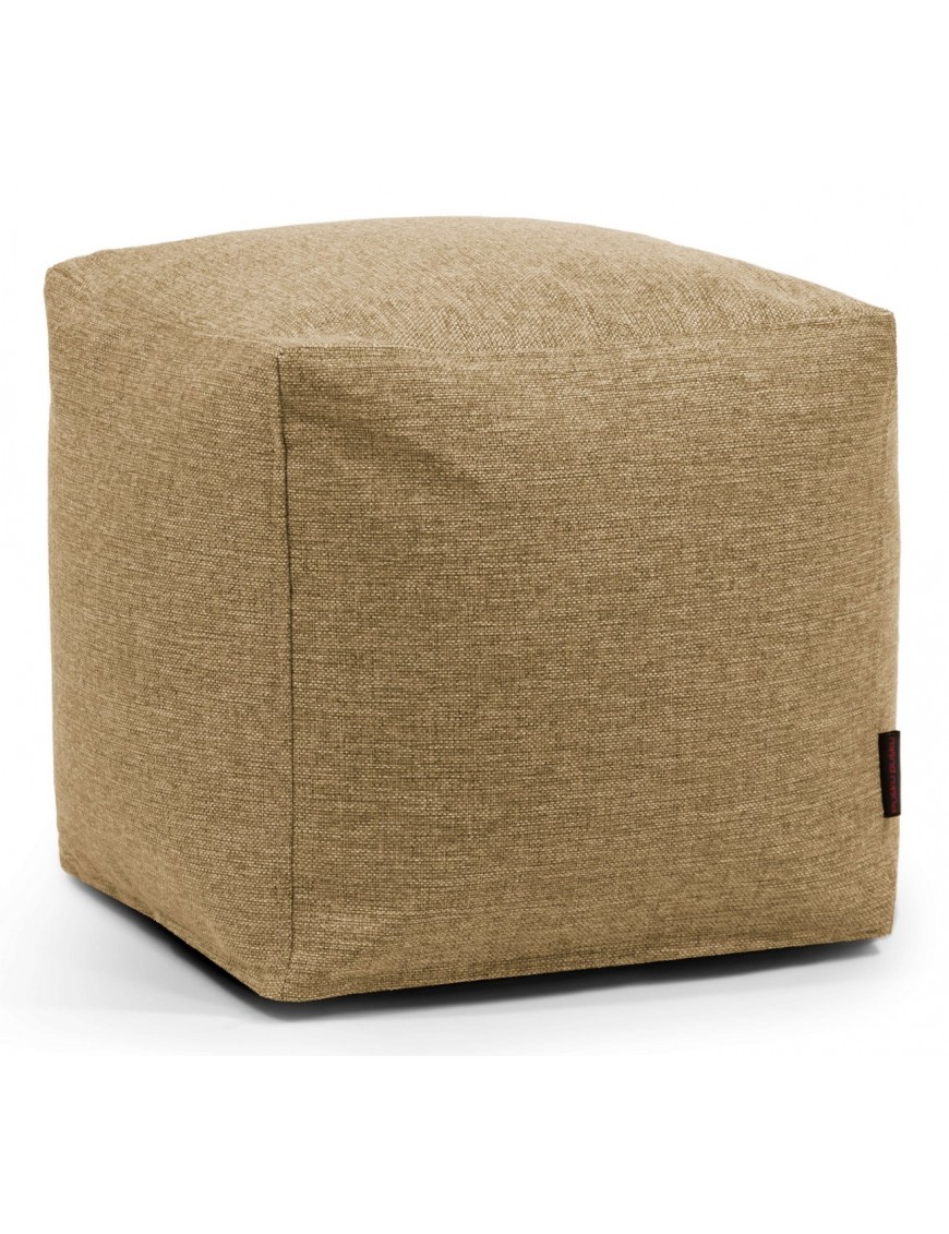 Pouf cube en tissu beige