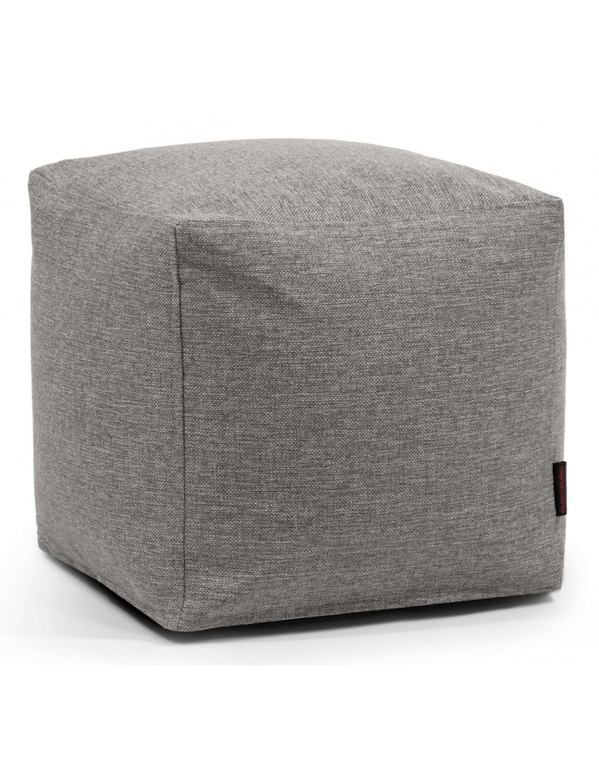 Pouf cube en tissu gris clair