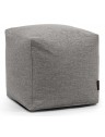 Pouf cube en tissu gris clair