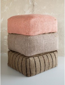 Pouf carré rose saumon en coton - 60 x 60cm