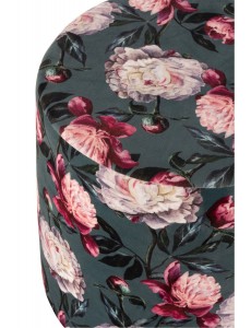 pouf en velours, motifs fleurs