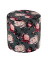 pouf en velours, motifs fleurs