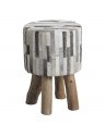 pouf sur pieds, lamelles peau de vache
