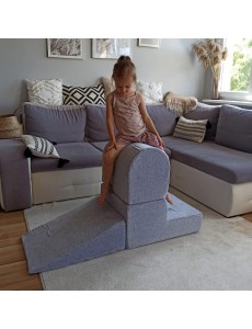 3 poufs modulables, aire de jeux enfant, gris