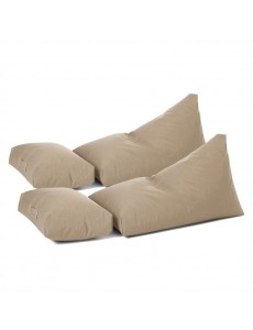 ensemble 2 poufs + 2 coussins, taupe