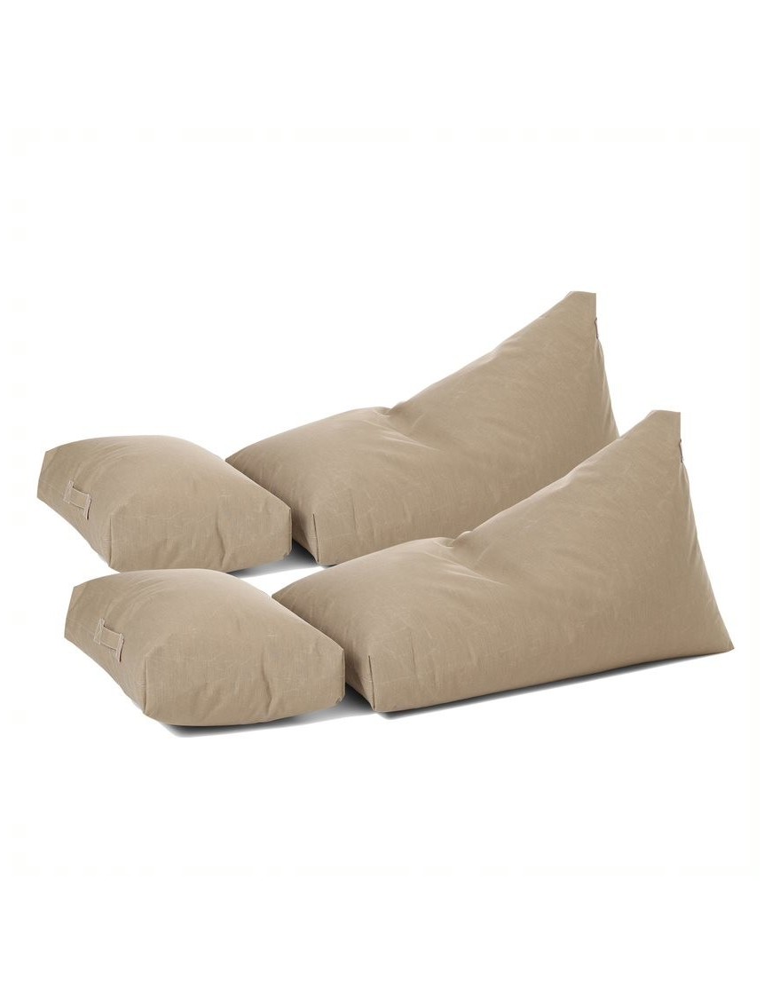 ensemble 2 poufs + 2 coussins, taupe